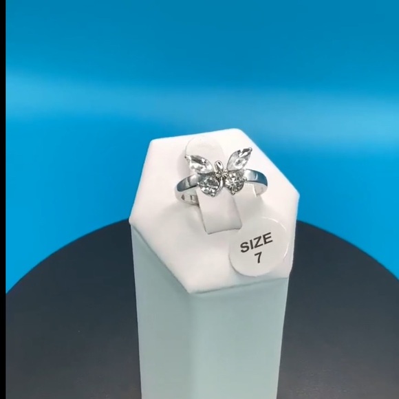 🦋💍Sterling Silver 1.2TCW Marquis and Brilliant Cut Butterfly Cz Diamond Rin… - Picture 15 of 17